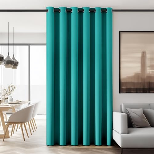 Deconovo Verdunkelungsvorhang Hitzeschutz Thermovorhang mit Ösen Türkis | 1 Stück, H214 x B203 cm, Ösenschal Vorhang, abdunkelnd, mit Sichtschutz, für Wohnzimmer und Schlafzimmer, Blackout Curtain