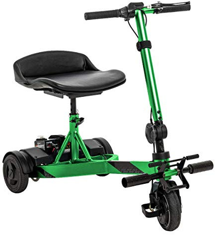 Pride Mobility iRide Electric Mobility Scooter–Battery Operated–Height Adjustable Seat–Foldable Three Wheel Travel Mobility Scooter for Adults–Digital Odometre – 113kg Weight Capacity (Lime)