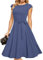 DRESSTELLS Robe Cocktail Mariage Vintage Robe Casual Femme Robe baptême col Rond Manches Courtes Greyblue 2XL