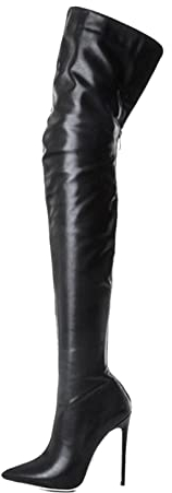ROMIDA Damen Hohe Stiefel Schuhe Langschaft Overknee Stiefel Stiletto High Heels Lang Boots Langschaft Stiefel Herbst Winter Stiefel Stiefelette Knöchel Schuhe Ankle Boots, Schwarz, 38 EU