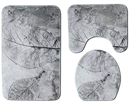 goodjinHH 01 Badezimmer Set, 3-teiliges Set Badvorleger Toilettenmatte,Toilettensitz Dreiteiliges waschbar,Badezimmerteppich-Set,WC-Garnitur rutschfest Teppich, Badematten Set 3 teilig (Grau)