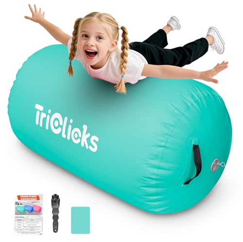 Triclicks Aufblasbare Air Roll Aufblasbare Luft Rollen Air Roller Yoga Roll Gym Air Barrel Gymnastikmatte Fitness Übungswalze für Zuhause, Outdoor, Fitness