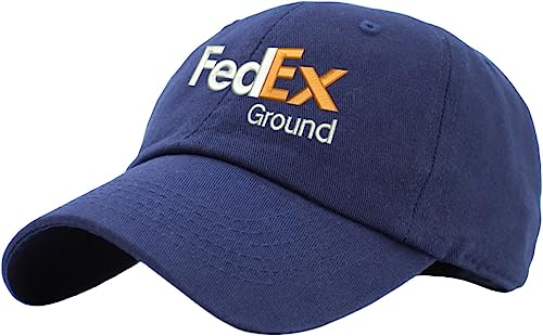 FedEx Bodenhut bestickte Baumwollkappe klassisch verstellbar Baseballmütze, Weißer orangefarbener Druck, Einheitsgröße