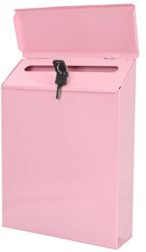 Zerodeko Box Mailbox with Lock Box Home Wall Mail Holder Indoor Mail Holder Letter Case Drop Money Catcher Letter Supply European Holders Post Office Iron Pink Sorting Machine