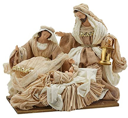 Magie di Natale Geburt mit Kleidung aus Stoff Kinderbett aus Stroh für Krippe 37 cm
