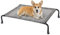 Veehoo Erhöhtes Hundeliege Outdoor, Kühlendes Hundebett für Mittelgroße Hunde, Langlebiges Haustier-Hängemattenbett mit rutschfesten Füßen, Waschbares kaubeständiges Mesh, Medium, Schwarz Silber
