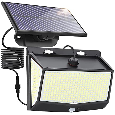 Anmossi Luz Solar Exterior,468 LED Focos Led Exterior Solares con Sensor de Movimiento,3 Modos,Gran Angular de 270°,Luz de Pared Solar Impermeable IP65,para Jardin,Garajes,Puertas Delanteras