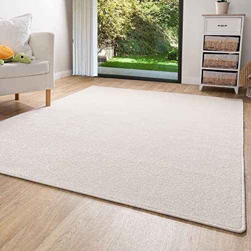 Steffensmeier Kurzflor Teppich Ibiza | Wohnzimmerteppich | Stilvoll | Pflegeleicht | Jugendteppich | Creme, Größe: 200x300 cm