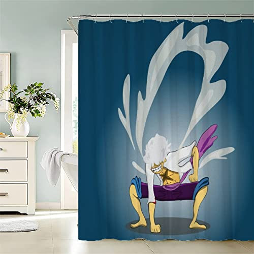 TiaoTian Rideau de Douche 180x180 Mangas Rideau de Douche épaissi Anti Moisissure 3D Imprimé Tissu Imperméable Polyester Dessin Animé Kawaii Garçon Rideaux de Douche Lavable Machine avec 12 Anneaux