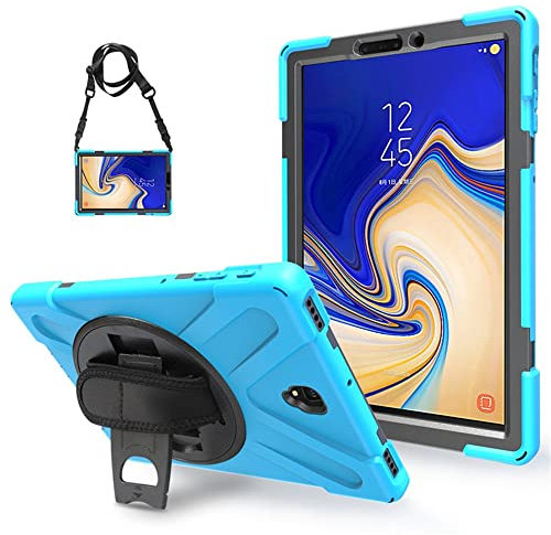 Blllue Funda para Samsung Galaxy Tab S4 de 10.5 pulgadas SM-T830/SM-T835, soporte giratorio de 360 grados, correa de hombro a prueba de golpes, funda protectora resistente, azul cielo