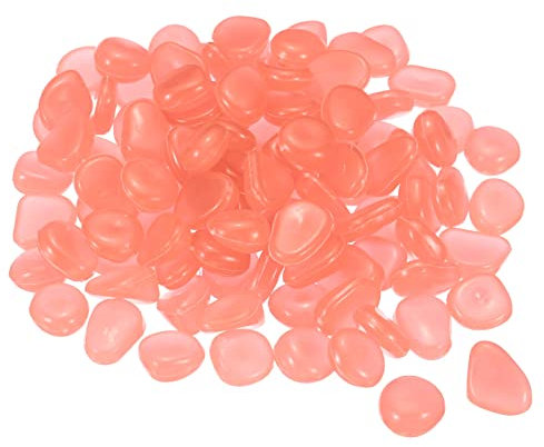 sourcing map 100pcs Glow Rocks 8-11mm Glow Pebbles Decoration in the Dark Luminous Stones Decor DIY Decorative Red for Garden, Potted Plant, Fish Tank