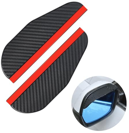 Riloer 2pcs Auto-Rückspiegel Regenschutz, PVC-Kohlefaser-Muster Regenaugenbrauen für oder blockierende Anti-Regen-Visier Schneefang, selbstklebendes Unviersal-Zubehör