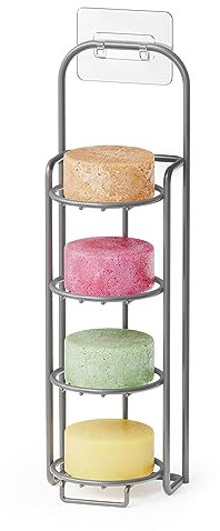 SpaceAid 4 Tier Shampoo Bar Holder for Shower and Kitchen Sink, Self Draining Soap Caddy for Bathroom Wall, Stainless Steel Bar Soap Dish Rack (Gray)