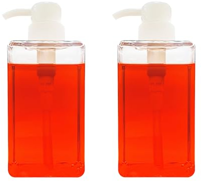 JIAJIAN MALL Dispenser Sapone quadrato in plastica, ricaricabile, può essere riempito con pompa e dispenser di sapone, 15 Oz (450 ml, confezione da 2)
