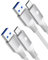 CONMDEX 2Pack USB C Fast Charging Cable 10Gbps Data USB A Android Auto Cable QC3.0 3.1A Fast Charger Data Transfer Cable USB3.1 Gen2 for Samsung Note20 Galaxy S24/S23/S22/S21 Z Flip5 Pixel 9 1M-Silver