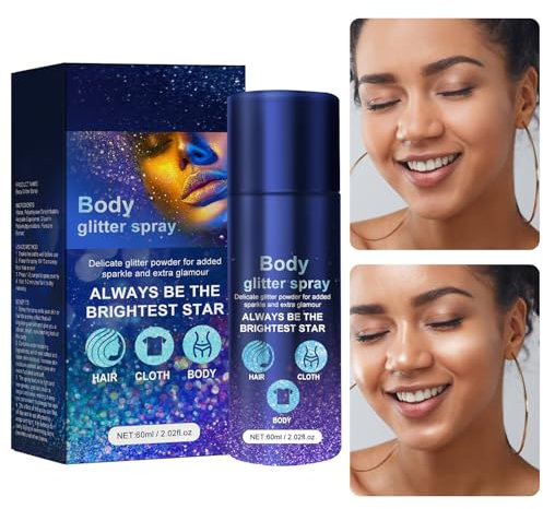 Trucco in polvere, polvere glitterata per ragazze, spray a prova di sudore, per viso e corpo, trucco quotidiano per viso, collo, braccia, gambe, spalle, clavicola Samuliy