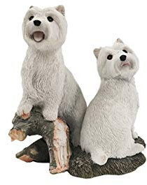 For Zuhause, Küche und Esszimmer, Terrasse, Rasen und Garten, Statue, Figur, Ornamente, Gartenpaar, Dekoration, Statue, Skulptur, West Highland White Terrier, Paar, Hundeskulptur, Simulationstiermodel