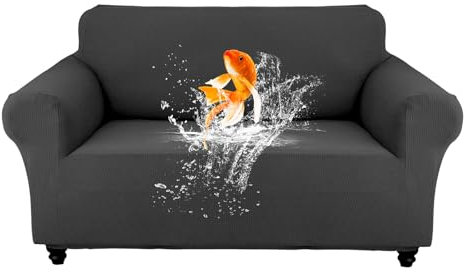 TOPCHANCES Sessel überzug Stretch,100% Wasserdicht Sesselschoner,Rutschfester Sofa-Sesselbezug mit Ananas-Karomuster Für Hunde Katzen Und Haustiere(Dunkelgrauer,2-Sitzer)