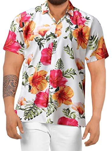 Hawaiian Shirt Men Spring Summer Suit Casual Beach Tropical Casual Button Down Short Sleeve Shirts Print Short Set Mens Fashion Suit Funky Hawaiian Shirt Mens Mens Hawaiian Shirts Short Sleeve