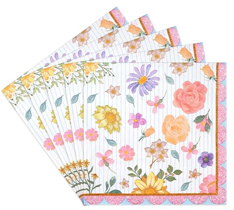 MAGLAUG Floral Paper Serviettes Napkins for Afternoon Tea, Birthday, Mother's Day, Baby Shower, Anniversary (48pcs)