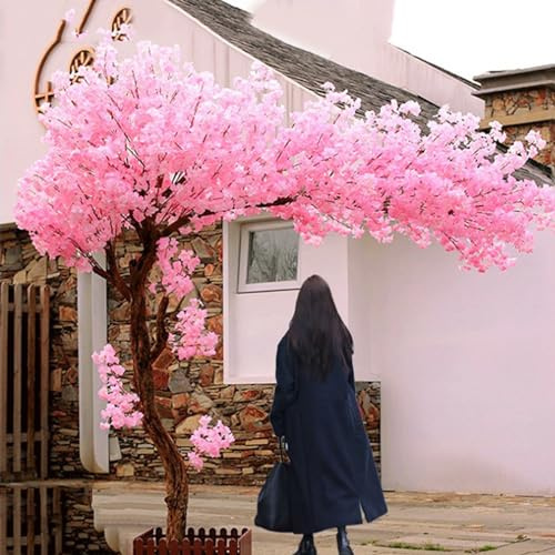 Qiang Kunstpflanze Kirschblütenbaum Kirschbaum Künstlich Pflanze Kunstbaum Kirschblüte Zimmerpflanze,Für Büro Hochzeit Party Valentinstag Drinnen Und Draußen,Extended-2.5x1.5m/8.2x4.9ft