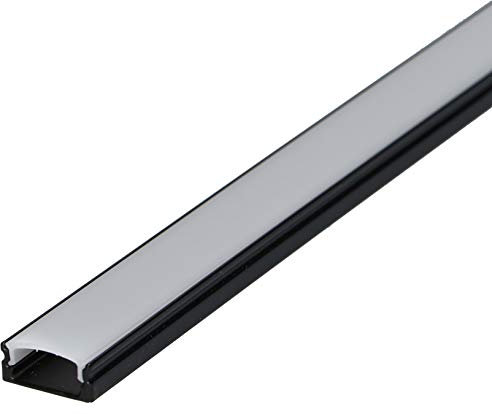 SET: 200cm Profil LED für LED Streifen, aluminium led profil LT4 + Abdeckung (Schwarz Milchig)