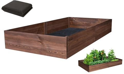 Jardinieres Exterieur - Carré Potager Extérieur en Bois IMPRÉGNÉ Robuste 240x100x27cm - Planches Pré-Perforées - Montage Facile - Feutre de Drainage Inclus