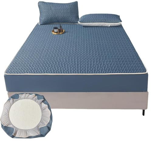 Kühllaken-Set, Latex-Bettlaken, luxuriös, Kingsize-Bettlaken, kühlende Latex-Bettlaken, Seiden-Spannbettlaken, waschbare Latex-Bettlaken, Haushalts-Spannbettlaken, bequemes kühles Bettlaken-Set