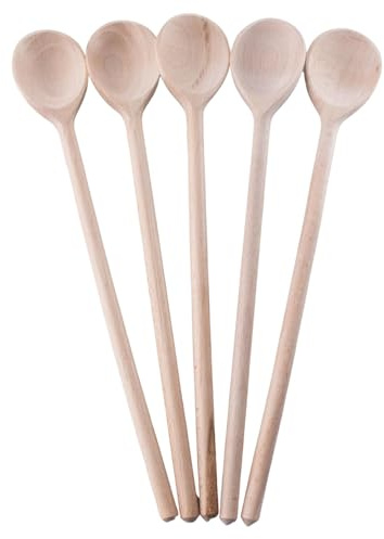 WooDeeDoo (5 Pack Long Narrow Blank Wooden Spoon | 29 cm (11) Long Beechwood Turner Kitchen Cooking Baking Mixing Non-Stick Pan Eco-friendly Utensils | Ideal for Decorating Arts Craft
