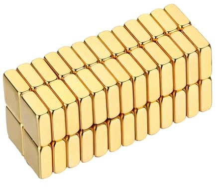 25 Stück Neodym Magnete vergoldet 5x5x2 mm Quader N45 Mini Magnete Starke Haftkraft für Kühlschrank Pinnwand Magnettafel Büro Whiteboard