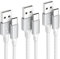 Baiwwa Cavo USB A USB C Ricarica Rapida 3.1A, [3Pezzi/1+1,5+3 Metri] Cavo USB Type-C, Nylon USBC Cavi per Samsung Galaxy S24 S25 Plus, PS5 Controller, Switch -Bianco