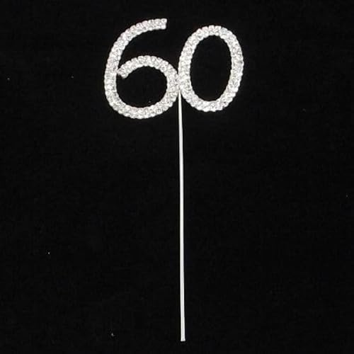 Sparkle & Celebrate! Tortenaufsatz mit Strass-Zahlen, der ultimative Geburtstags- und Jahrestagstorten-Bling (60 (Sixty), Silber)