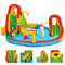 GOPLUS Château Gonflable Aquatique Extérieur, Château Gonflable pour Enfants en, Toboggan Aire de Jeux Gonflable avec Piscine,Mur d’Escalade,Pistolet d’Eau, 420x420x233cm(sans Souffleur)