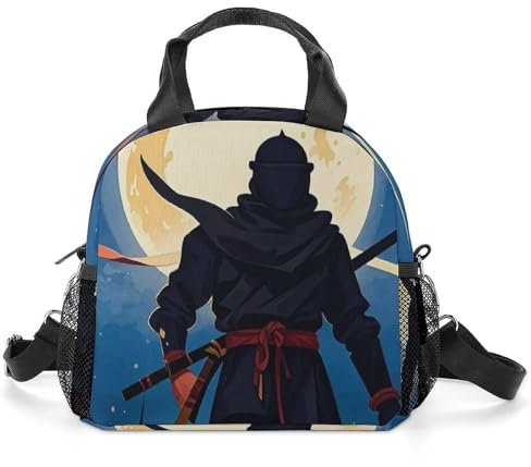 RKJVB Moonlight Watercolor Style Ninja Lunch Bag for Men Women Large Capacity Lunch Tote Reusable Lunch Bags Insulated Lunch Bag Lunch Box Cooler for Work Travel