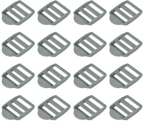 sourcing map 16Pcs Plastic Ladder Slider, 3/4 (20mm) Gray Adjustable Lock Buckles Tension Lock Tri-Glides for Belt Backpack Straps Part Replacement