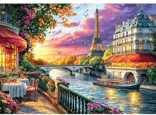 DAERLE DIY Paisaje urbano Pintura Diamante Kit para Principiantes, Paisaje, 5D Diamond Painting Kit Adultos, Punto de Cruz Diamante Lienzo 40x30 cm