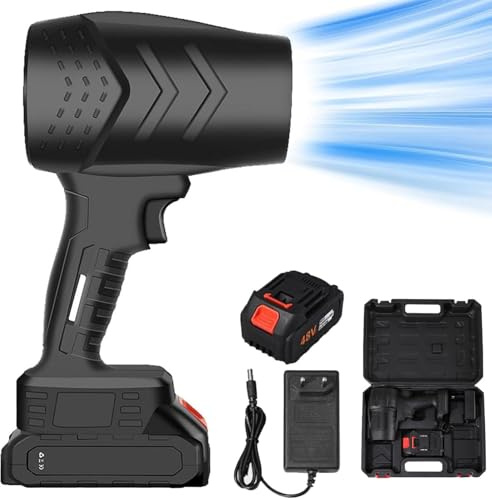Seese Cordless Laubbläser, Turbo Jet Gebläse Laubbläser, Turbo Gebläse Akku mit 21V 1500mAh Akkus, 300000 U/min Elektrische Staubgebläse Luftbläser, Tragbare Laubbläser für Rasen, Auto, Outdoor, Haus