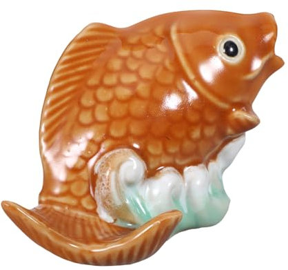 Alipis Statuetta Di Pesce Koi in Porcellana Decorazione Da Giardino Ugello Per Fontana Esterna Scultura Di Carpa Accessorio Per Laghetto Design Raffinato Facile Da Pulire Funzione Spruzzo