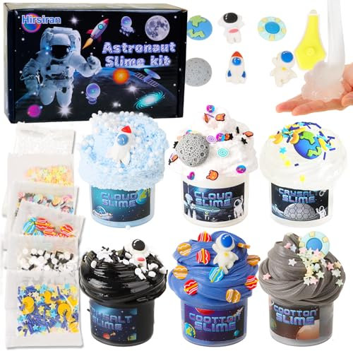6 Pack Slime Making Kit with Fun Accessories, Soft Non-Sticky Fluffy Butter Cloud Slimes, Clear Crystal Crunchy Slime for Kid, Stress Relief Putty Toy for Girls Boys Party Gift (Starry Sky)