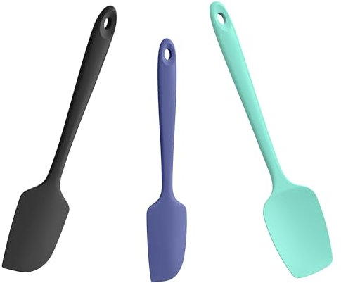 Doosu Silicone Spatula Scrapers Set of 3, 315℃ Heat Resistant Food Grade Rubber Baking Cooking Spoon Spatula Non-Stick Kitchen Utensils for Mixing Scraping Stirring Serving Folding (Multicolors3)