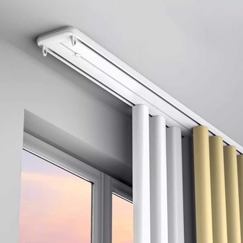 Doppelte Vorhangschiene Gardinenschiene Gardinenstange aus Aluminium Deckenschiene for Vorhänge Deckenvorhangschiene 2-läufig vorgebohrt for Fenster Dusch Vorhänge Raumteiler(3.2m(10.5ft))