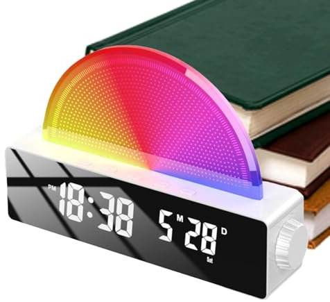 Wecker mit Aufwachlicht, Sonnenaufgangswecker – Nachtlicht mit Weckatmosphäre, intelligenter Wecker, Wecker für Schlafzimmer, mehrfarbiges Display für schwere Schläfer