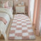 HUGEAR Tapis de Couloir Shaggy Tapi Damier Rose Blanc Antidérapant Moderne Descente de lit Chambre Adulte Fille Enfant Cuisine Salon Bureau Doux Long 60x180cm Decoration Chambrel
