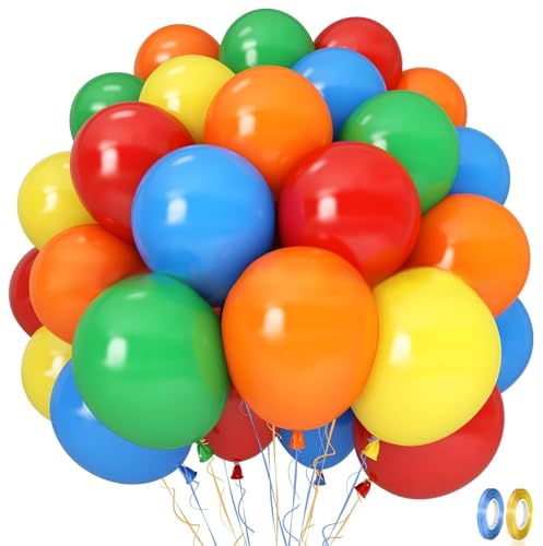 XIMEY 50 Stück Luftballons Bunt, Rot Gelb Blau, Bunte Luftballons, Ballons für Geburtstag, Hochzeit, Ballongirlande, Partydeko (Rot Gelb Blau, 50)