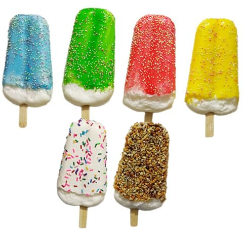 DIKACA Lot De 6 Modèles De Desserts Glacés Bâtonnets De Glace Faux Aliments pour Accessoires De Photographie Décoration De Desserts Artificiels