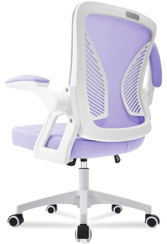 Milacyee Silla de Oficina Ergonómica,con Soporte Lumbar, Ruedas Giratorias de 360 Grados,Malla Transpirable,Reposacabezas Ajustable,Reposabrazos Regulables en Altura, (Violeta)