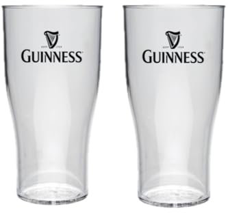 Celebration Spirits Guinness Official Plastic Pint Glasses, Reusable Beer Glasses, Various Sets (2, 558ml)