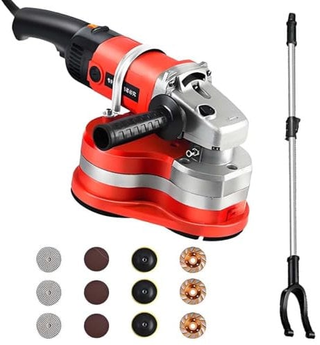 GJBMXSM Levigatrice Calcestruzzo a 3 Teste,Levigatrice per Pavimenti Cemento 4,Piallatrice per Cemento 2800 W con Controllo a 6 velocità,90° Senza Angoli Morti per Levigare Cemento,Marmo,Granito