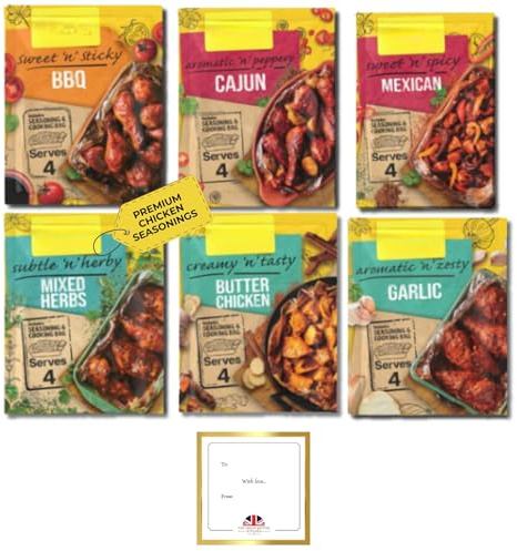 Chicken Seasoning Bundle Includes Magi So Juicy Mix 6 - BBQ, Butter, Garlic, Mexican, Mixed Herbs and Cajun Chicken Magi Seasoning Mixes By The Great British Kitchen