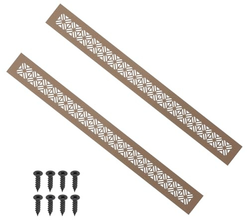 PATIKIL 2 Pcs 20 X 2 Inch Cubierta De Rejilla De Aire Para Puerta Marrón | Rejilla De Ventilación De Aluminio Resistente, Con Tornillos De Montaje, Para Puerta De Armario O Gabinete